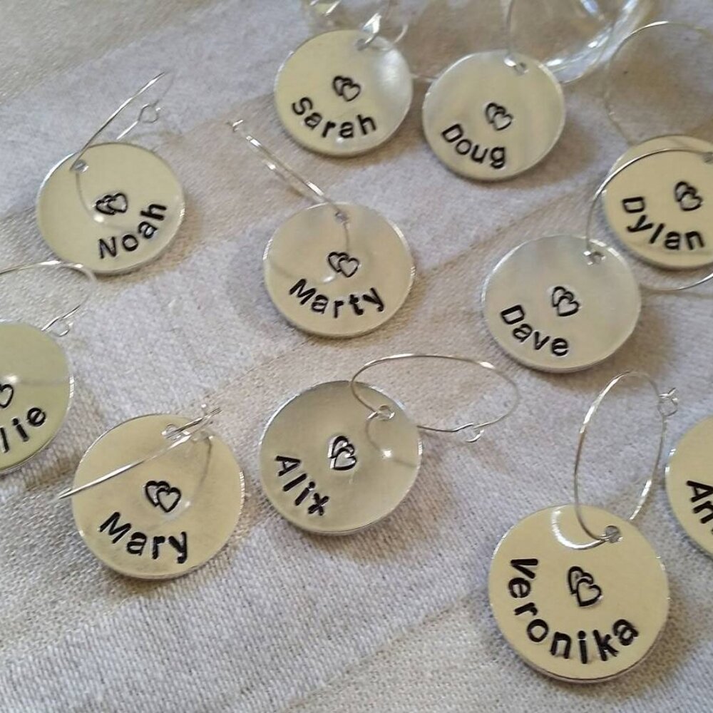 Custom Wine Charms, Dinner Party, Bar, Drinks Quantity 6